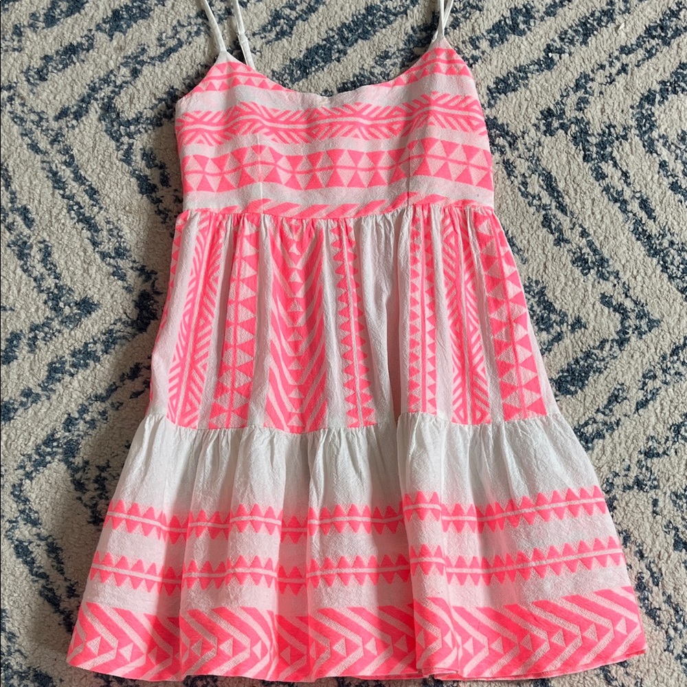 miami Pink & White Spaghetti Strap Mini Dress